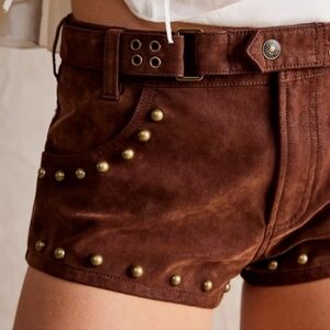 Free People Brown Studded Shorts